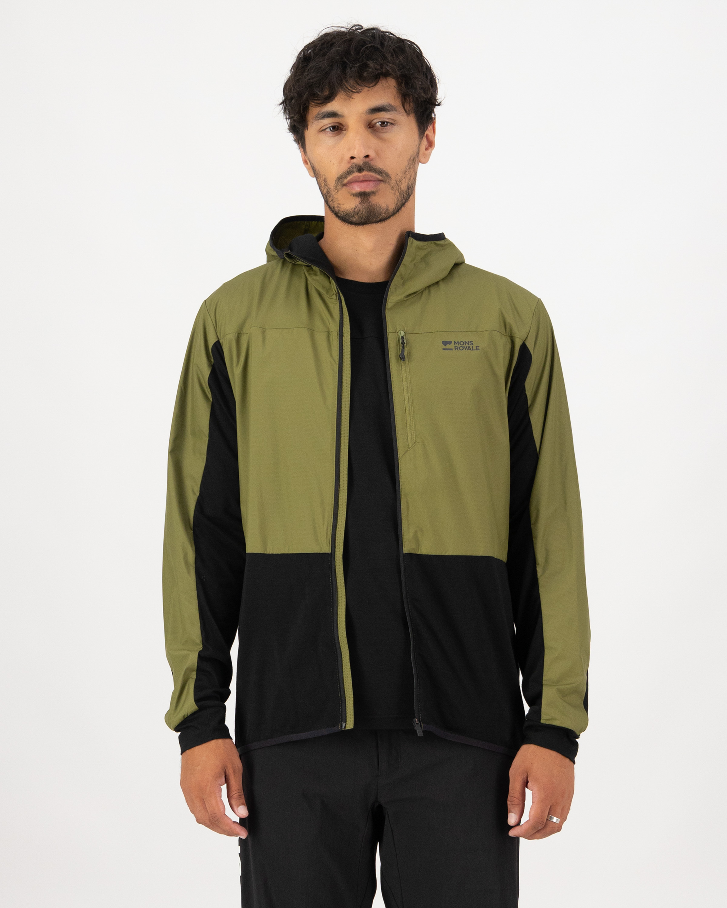 701330 100769 1171 888 101 mens diversion merino wind jacket fern black